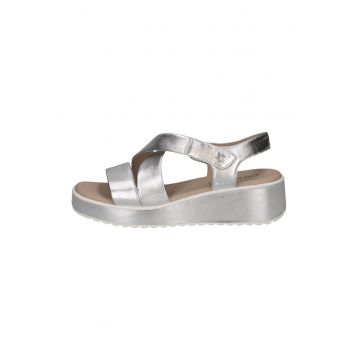 Sandale wedge de piele cu velcro