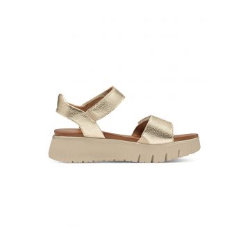 Sandale wedge de piele cu velcro
