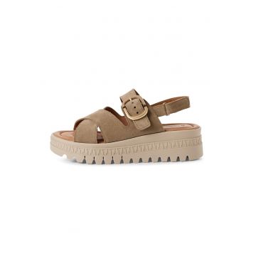Sandale wedge de piele intoarsa