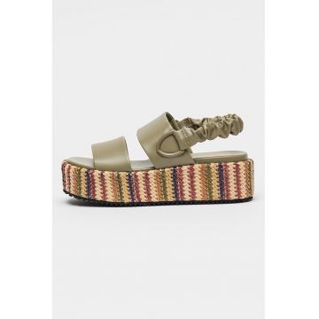 Sandale wedge din piele ecologica Opal