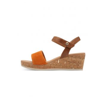 Sandale wedge din piele si piele ecologica