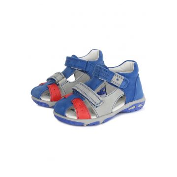 Sandale Baietei -  din Piele - cu Scai - Flexibile - AC290-7003A - Albastru -