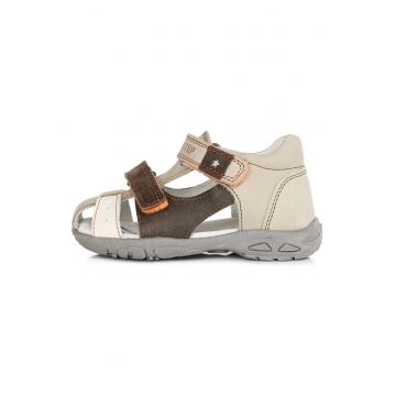 Sandale Baietei -  din Piele - cu Scai - Flexibile - Maro - AC290-7003 - 19 - Maro