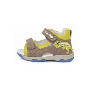 Sandale Copii -  Trex - din Piele - cu Scai - Crem - AC64-922B - 20 - Crem