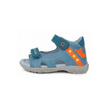 Sandale cu Luminite Baieti -  din Piele - cu Scai - AC290-101 - Albastru