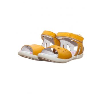 Sandale cu Scai -  din Piele - Inchise la Spate - Galbene - AC048-802A - 20 - Galben