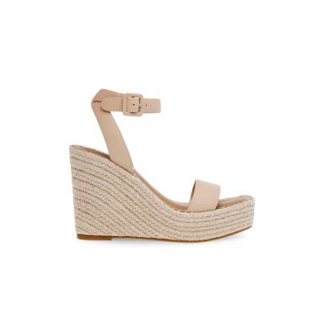 Sandale demi-wedge de piele ecologica