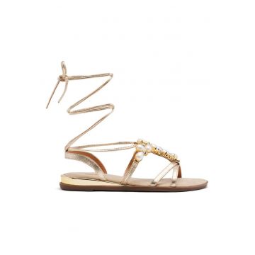 Sandale din piele cu aspect metalizat Janice - Auriu