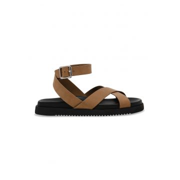 Sandale din piele cu talpa plata