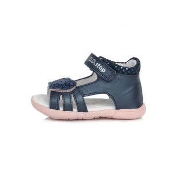 Sandale din Piele Fete -  Flexibile - cu Scai - AC048-297 - Bleumarin