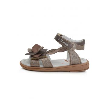 Sandale din Piele Fete -  Model Floare - cu Scai - K03-971B - Maro