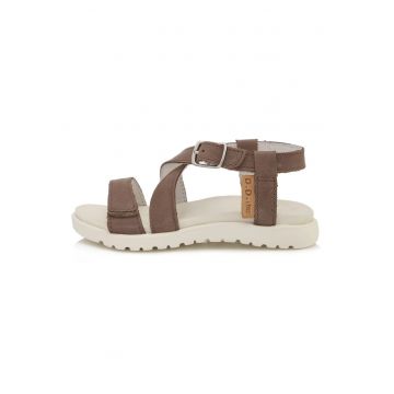 Sandale din Piele Fetite -  Talpa Groasa - AC055-1A - Maro -