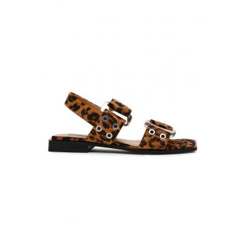 Sandale din piele intoarsa cu animal print