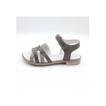 Sandale din Piele -  pentru Fete - cu Scai - Gri - K356-6000 - Gri
