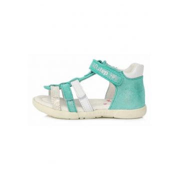 Sandale Fete -  din Piele - Inchise la Spate - AC048-790 - Verde