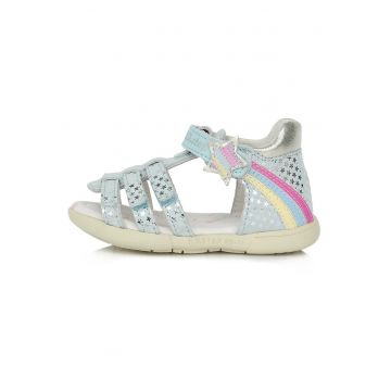 Sandale Fetite -  din Piele cu stelute - AC048-204 - Albastru