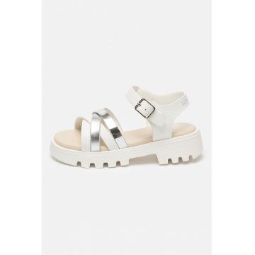 Sandale cu catarama si model colorblock