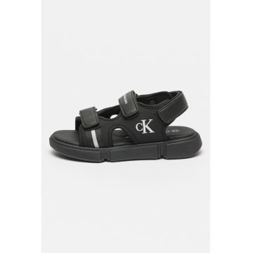 Sandale cu inchidere velcro si logo