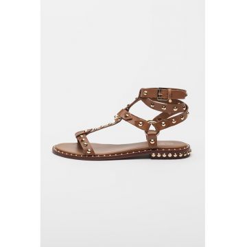 Sandale cu talpa joasa de piele cu tinte Pulp