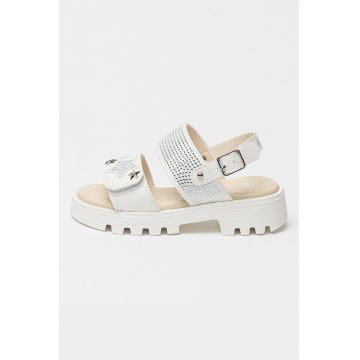 Sandale cu velcro si strasuri