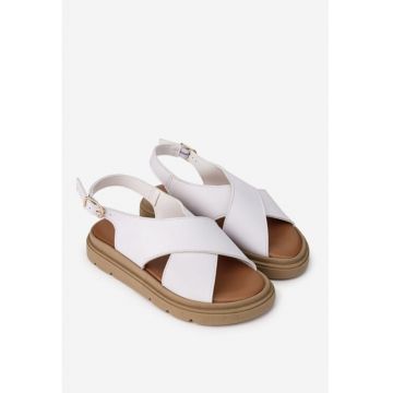 Sandale dama din piele alba