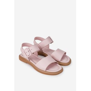 Sandale dama din piele roz pudra