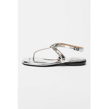 Sandale de piele cu aspect metalizat Roma