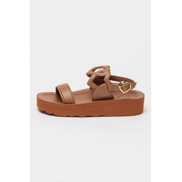 Sandale din piele cu talpa wedge