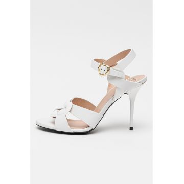 Sandale din piele cu toc stiletto - Alb