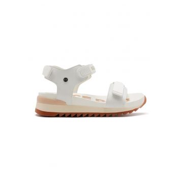 Sandale din piele ecologica cu inchidere velcro - Alb