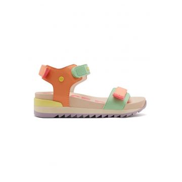 Sandale din piele ecologica cu inchidere velcro - Multicolor