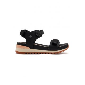 Sandale din piele ecologica cu inchidere velcro - Negru