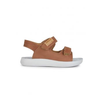 Sandale din piele nabuc cu inchidere velcro