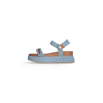 Sandale wedge cu detalii lant