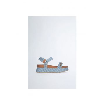 Sandale wedge cu detalii lant