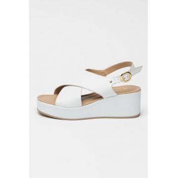 Sandale wedge de piele