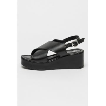 Sandale wedge de piele