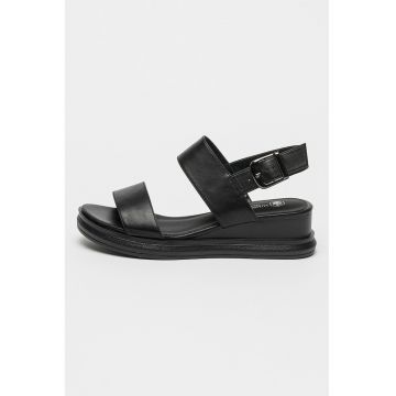 Sandale wedge de piele ecologica