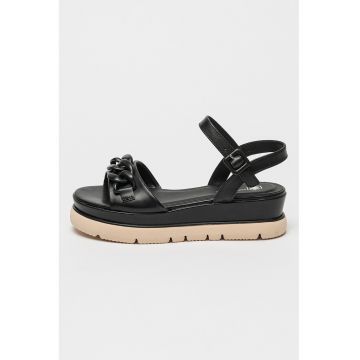 Sandale wedge de piele ecologica