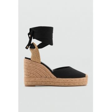 Espadrile wedge cu prindere cu snururi