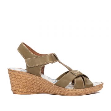 Sandale cu platforma dama din piele naturala - 532-1 Verde box
