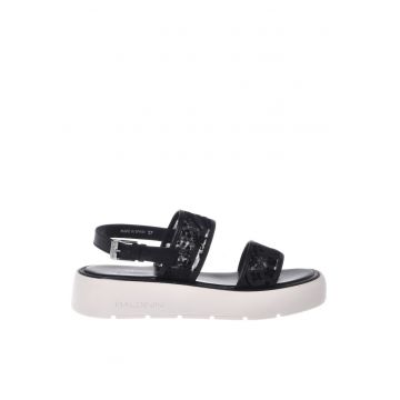Sandale cu talpa flatform si plasa cu broderie