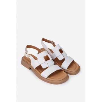 Sandale dama albe din material natural