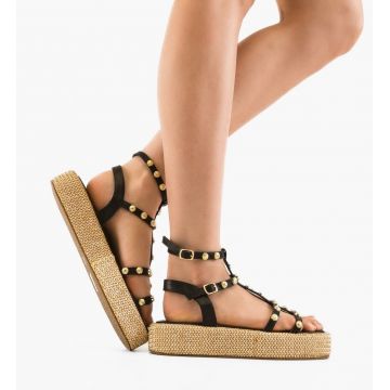 Sandale dama Straw Negre