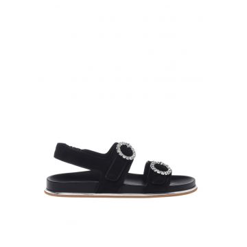 Sandale de piele intoarsa si satin Sandale de piele intoarsa si satin