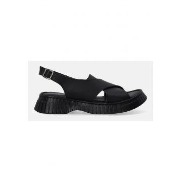 Sandale demi-wedge din piele
