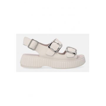 Sandale demi wedge uni din piele