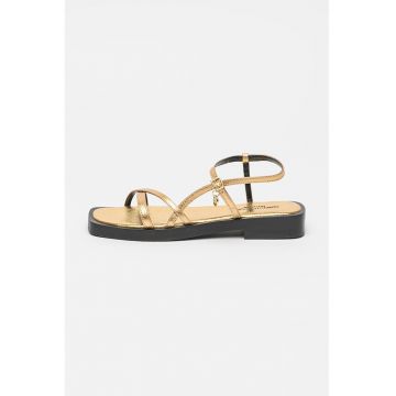 Sandale din piele cu aspect metalic