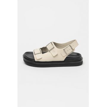 Sandale din piele cu talpa flatform si catarame