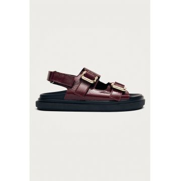 Sandale din piele lacuita cu inchidere velcro